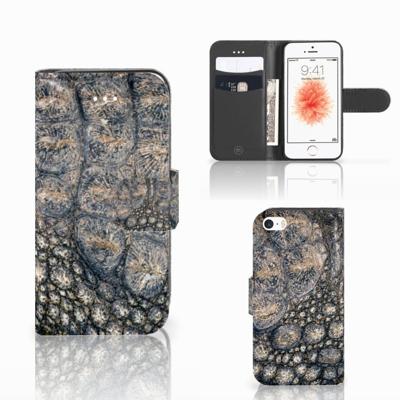 Apple iPhone 5 | 5s | SE | Telefoonhoesje | Met pasjeshouder | Krokodillenprint