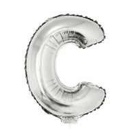 Opblaasbare letter ballons zilver 41 cm