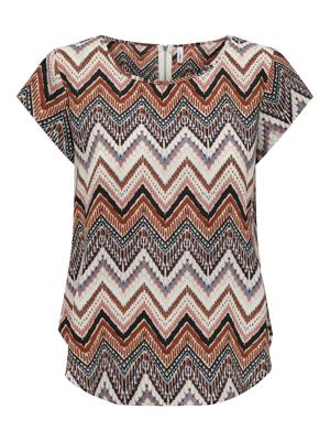 Only Onlvic S/s Aop Top Noos Ptm 15161116 T-shirt Korte Mouw Cloud Dancer Arabian Zigzag