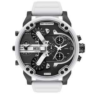 Diesel DZ7478 Horloge Mr. Daddy 2.0 staal-siliconen gunmetal-zwart-wit 57 mm