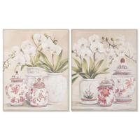 Canvas Home ESPRIT Wit Rood Orientaals Vaas 80 x 4,5 x 100 cm (2 Stuks)