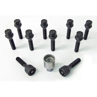 H&R Wielboutenset konisch M12x1.50 - Lengte 28mm - Zwart - 10 stuks - incl. wielsloten HRB1252801SET