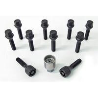 H&R Wielboutenset konisch M12x1.50 - Lengte 28mm - Zwart - 10 stuks - incl. wielsloten HRB1252801SET