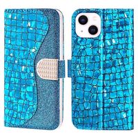 Croco Bling Series iPhone 14 Plus Portemonnee Hoesje - Blauw