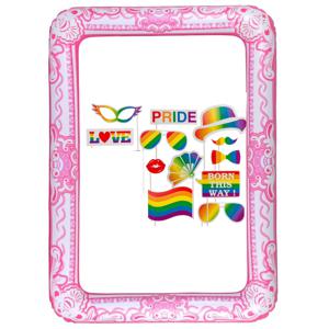 Foto prop set met frame - gay pride regenboog - 13-delig - photo booth accessoires