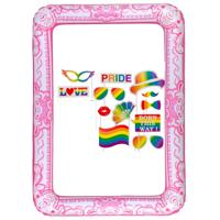 Foto prop set met frame - gay pride regenboog - 13-delig - photo booth accessoires - thumbnail