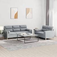 2-delige Loungeset met kussens stof lichtgrijs