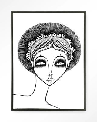 Urban Cotton Wandkleed 'Leyla' 145 x 190cm in Floating Frame - black