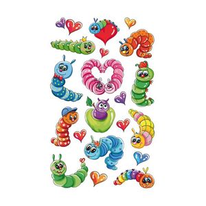 Rupsen dieren 3D stickers op vel 12 x 7.5 cm   -