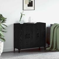 Dressoir met opslag met de deur Zwart 90 x 34 x 80 cm Bewerkt hout