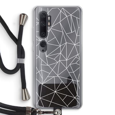 Geometrische lijnen wit: Xiaomi Mi Note 10 Transparant Hoesje met koord