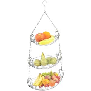 Fruitmand - 3-laags - hangend - ijzer - 32 x 22 x 72 cm