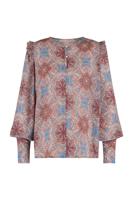 Lyla flower crepe blouse - babyblue/stone red - 07181
