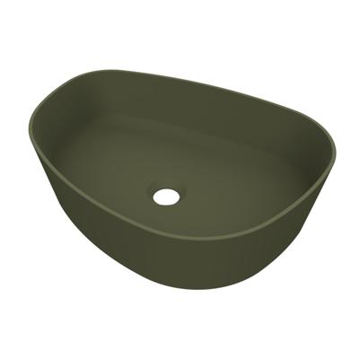 Arcqua Rocker waskom - 50x37x13cm - opbouw - rechts - organisch - cast marble groen mat WAS399111