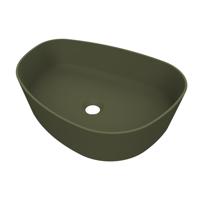 Arcqua Rocker waskom - 50x37x13cm - opbouw - rechts - organisch - cast marble groen mat WAS399111