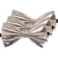 3x Holografische zilveren verkleed vlinderstrikken/vlinderdassen 13 cm voor dames/heren   -