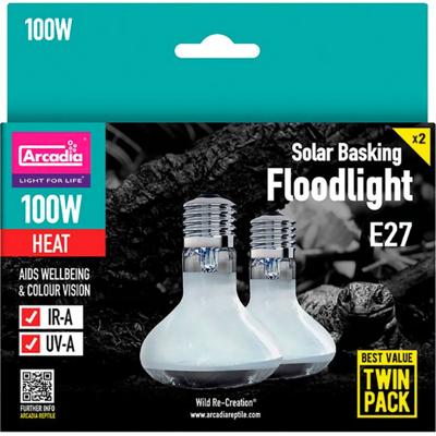 Arcadia solar basking floodlight 100 watt twin pack - Aquadistri