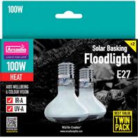 Arcadia solar basking floodlight 100 watt twin pack - Aquadistri