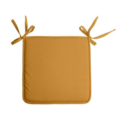 Stof Textile Home stoelkussens - okergeel - 38 x 38 x 3 cm - voor binnen - vierkant