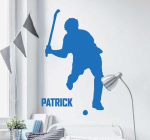 Sticker sport Hockeyspeler gepersonaliseerd