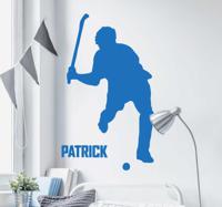 Sticker sport Hockeyspeler gepersonaliseerd - thumbnail