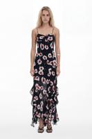 Midijurk met klaprozen en ruches - BLACK - L