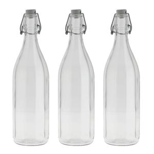 Bormioli rocco set van 6x stuks weckflessen transparant beugeldop glas van 1 liter