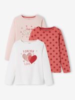 Set van 3 T-shirts voor meisjes met lange mouwen Oeko-Tex® set wit - thumbnail