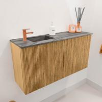 Toiletmeubel Mondiaz Joya Dlux | 80 cm | Meubelkleur Oak | Faye wastafel Sombra Wasbak Links | 1 kraangat