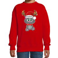 Kersttrui/sweater voor jongens/meisjes - Merry Christmas - rood - Kerst poesje