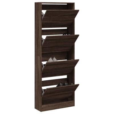Schoenenkast 60x21x163,5 cm bewerkt hout bruin eikenkleur