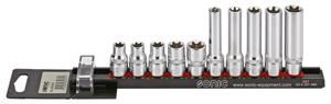 Doppenset 3/8", TX-E 10-dlg. op rail 201002