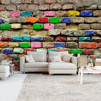 Zelfklevend fotobehang - Kleurrijke Bakstenen muur, Premium print - thumbnail