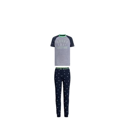 WE Fashion pyjama grijs/donkerblauw