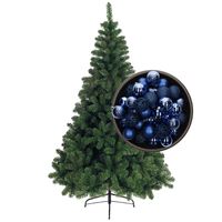 Bellatio Decorations kunst kerstboom 150 cm met kerstballen kobalt blauw - thumbnail