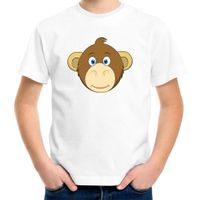 Cartoon aap t-shirt wit voor jongens en meisjes - Cartoon dieren t-shirts kinderen XL (158-164)  -
