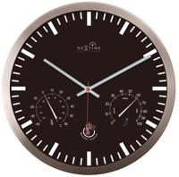 NeXtime ne-90513zw wandklok + weerstation 25cm zwart rc aluminium
