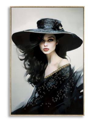 SCHILDERIJ OP DOEK GELAKT DORI MET LIJST -A- CM 62X4X92