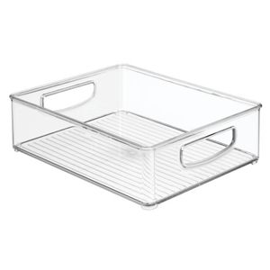 iDesign - Opbergbox met Handvaten, 20.3 x 25.4 x 7.6 cm, Stapelbaar, Kunststof, Transparant - iDesign Kitchen Binz