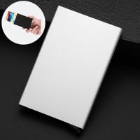 Antimagnetic Stainless Steel PU Business Card Holder Credit Card Case Size: 9.5*6.5*0.8cm(White)