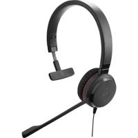 Jabra Evolve 20 On Ear headset Telefoon Kabel Mono Zwart Noise Cancelling, Ruisonderdrukking (microfoon) Headset, Mono