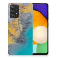 Samsung Galaxy A52 (5G/4G) TPU Siliconen Hoesje Marble Blue Gold