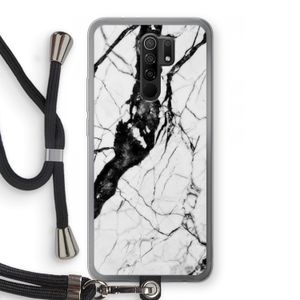 Witte marmer 2: Xiaomi Redmi 9 Transparant Hoesje met koord