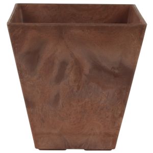 Bloempot/plantenpot vierkant van gerecycled kunststof terra bruin D30 en H30 cm