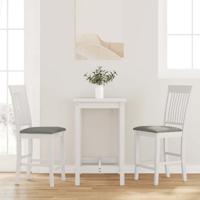 Barkrukken met kussens 2 stuks wit massief hout rubber