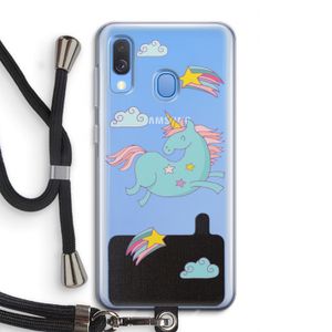 Vliegende eenhoorn: Samsung Galaxy A40 Transparant Hoesje met koord
