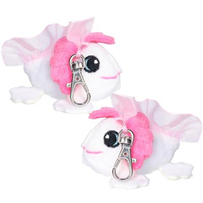 Nature Planet Knuffeldier axelotl sleutelhanger - 2x - zachte pluche stof - veel details - wit - 6 c Nature Planet Knuffeldier axelotl sleutelhanger - 2x - zachte pluche stof - veel details - wit - 6 c