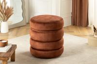 Ronde poef VOGUE 50cm roestbruin fluwelen poef met opbergruimte - 46694