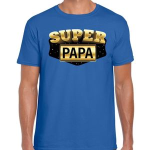 Super papa cadeau t-shirt blauw voor heren