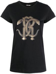 Roberto Cavalli t-shirt à imprimé Mirror Snake - Noir